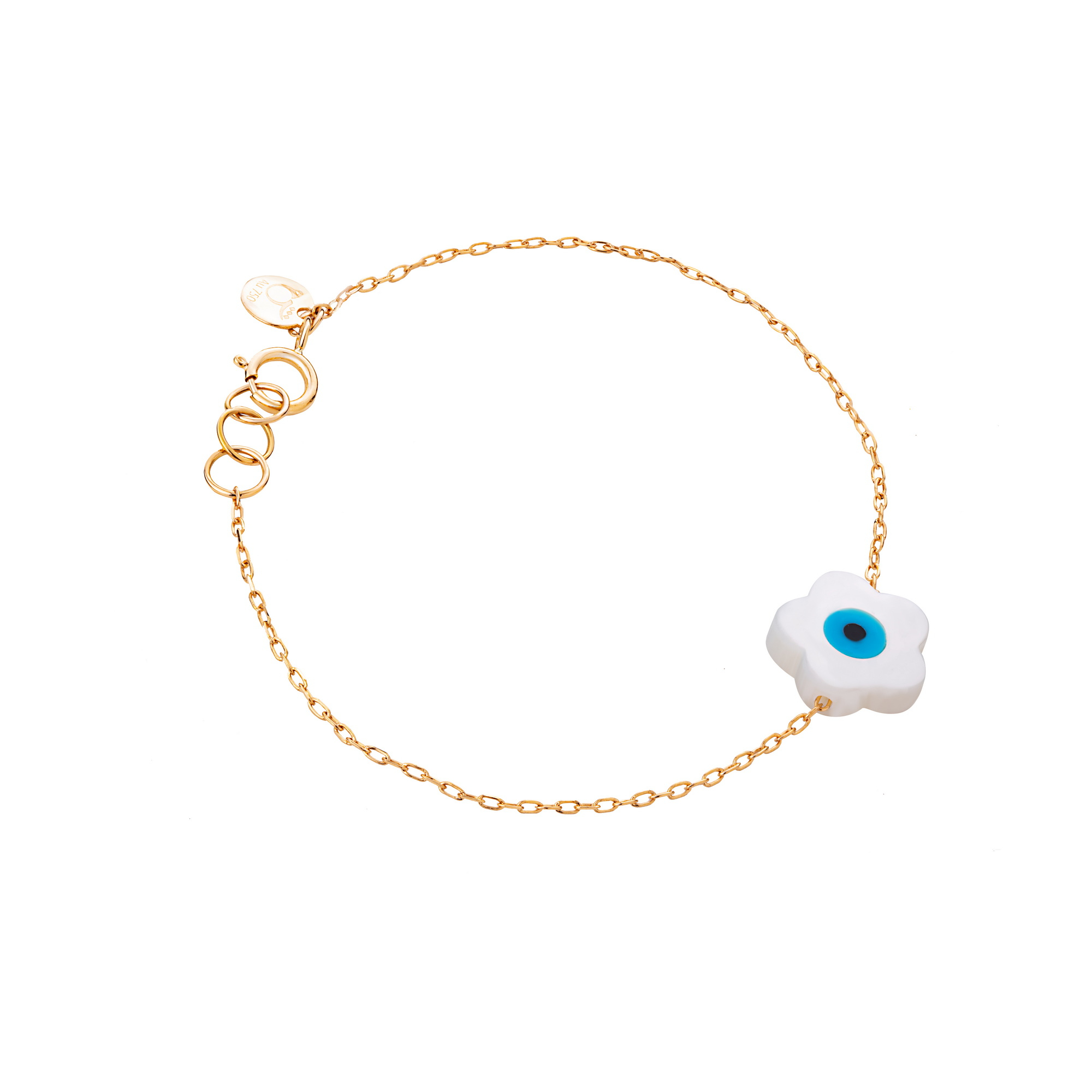 دستبند طلا 18 عیار دخترانه گالری شیدا مجد مدل گل صدف زنجیری