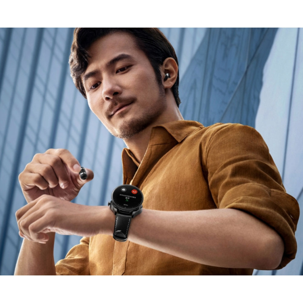 ساعت هوشمند هواوی مدل WATCH Buds شمارش ضربان قلب، پایش وضعیت خواب، دارای هدفون داخلی با بند چرمی