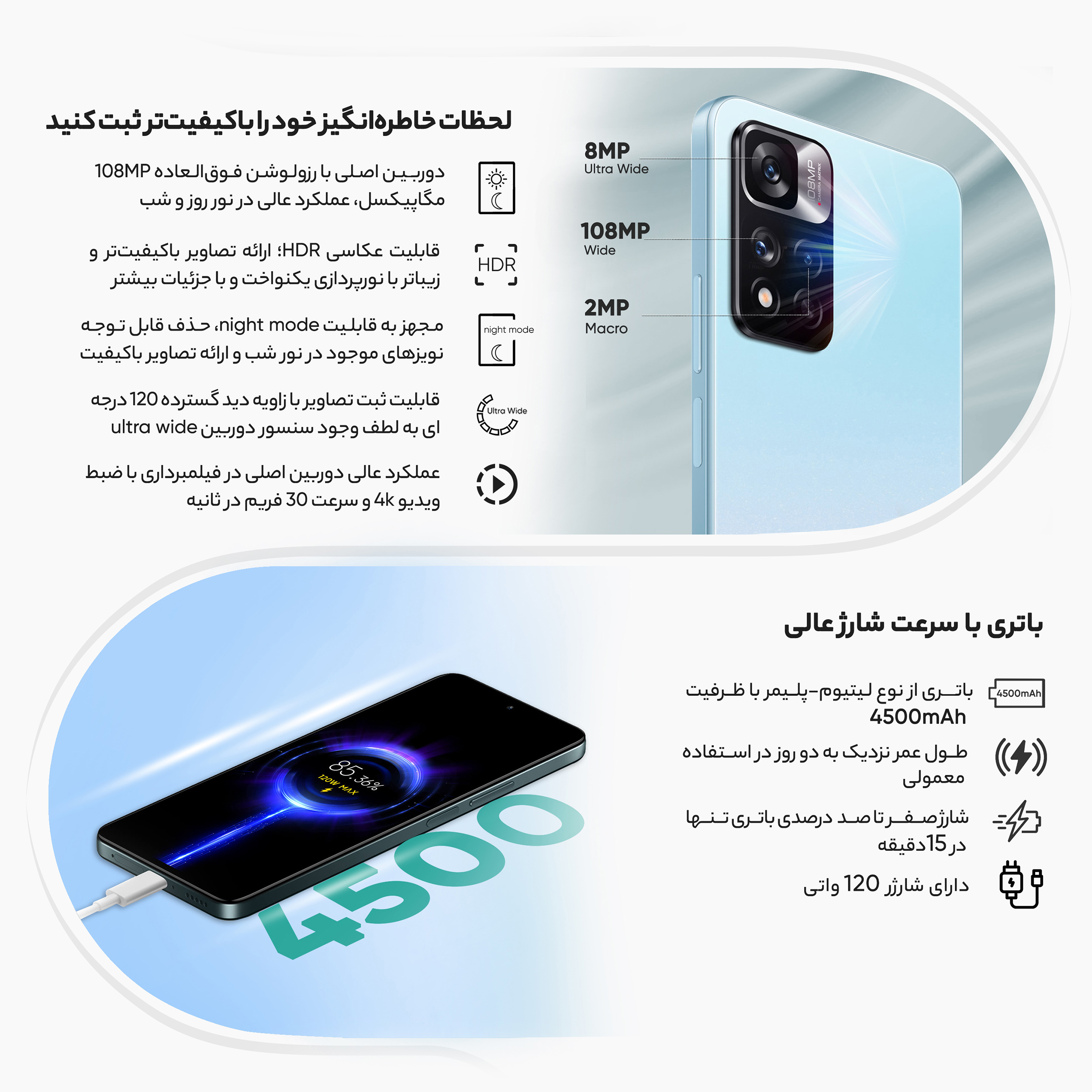 گوشی موبایل شیائومی مدل Redmi Note 11 Pro Plus 5G 21091116UG دو سیم‌ کارت ظرفیت 256 گیگابایت و رم 8 گیگابایت