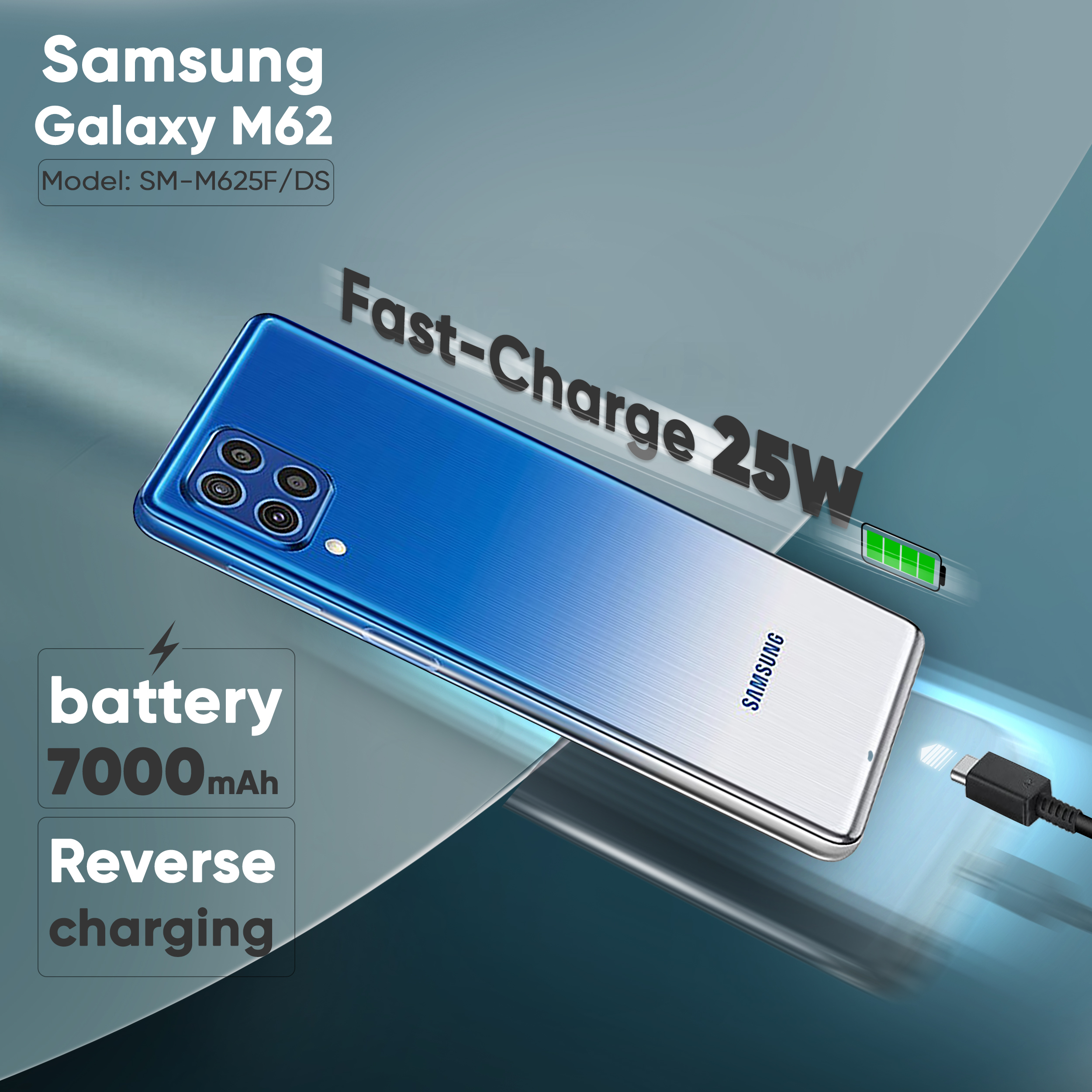 گوشی موبایل سامسونگ مدل M62 SM-M625F/DS دو سیم‌کارت ظرفیت 256 گیگابایت و رم 8 گیگابایت