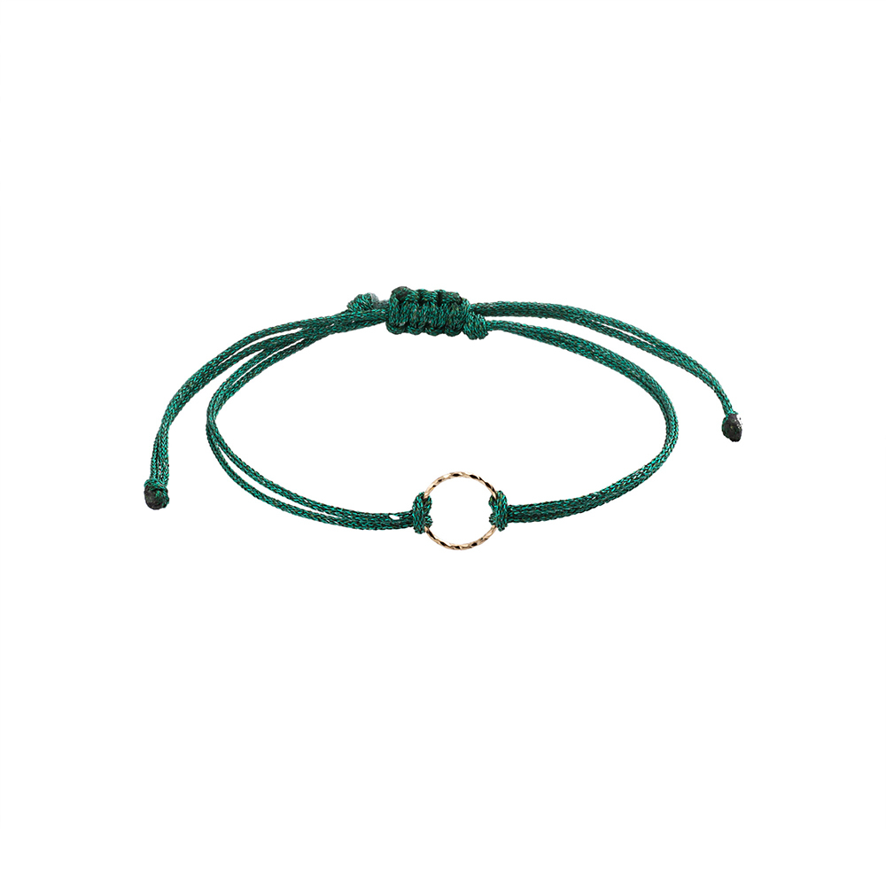 دستبند طلا 18 عیار زنانه گالری شیدا مجد مدل حلقه تراش نخی لمه  رنگ سبز