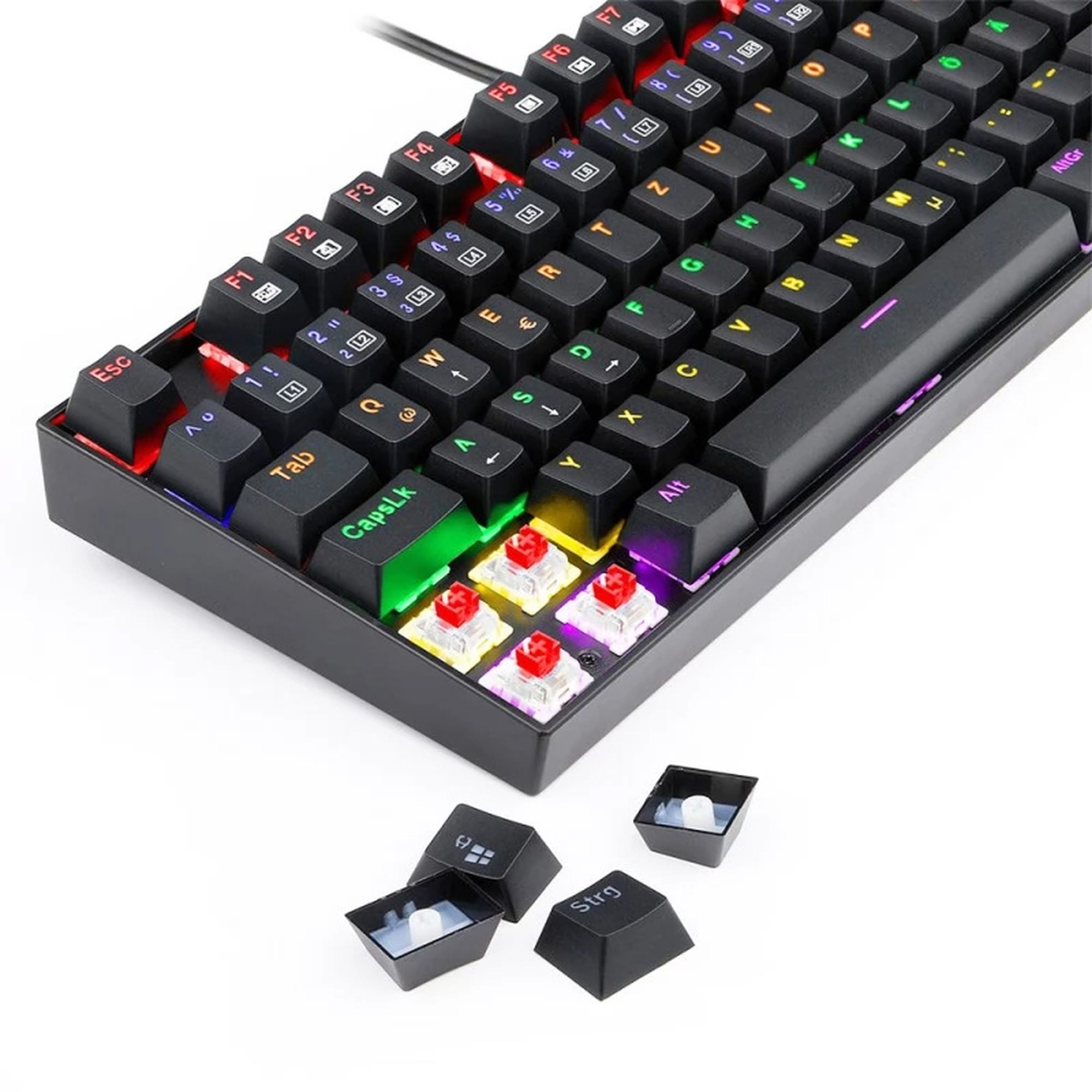 کیبورد گیمینگ ردراگون مدل K552 Kumara، سوییچ مکانیکال قرمز، Tenkeyless، نورپردازی RGB، قابلیت Anti-Ghosting