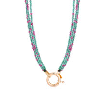 گردنبند طلا 18 عیار زنانه با زنجیر مهره‌ای گالری شیدا مجد مدل طاووس