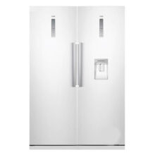 یخچال فریزر دوقلو 40 فوت سام مدل RR65-RZ65/W، دارای اخطار باز ماندن درب، با ارتفاع 180، پهنای 120 و عمق 68.4 سانتی‌متر، کیزان مصرف انرژی A، دارای 5 طبقه در یخچال و 5 کشو در فریزر، دارای سیستم نوفراست
