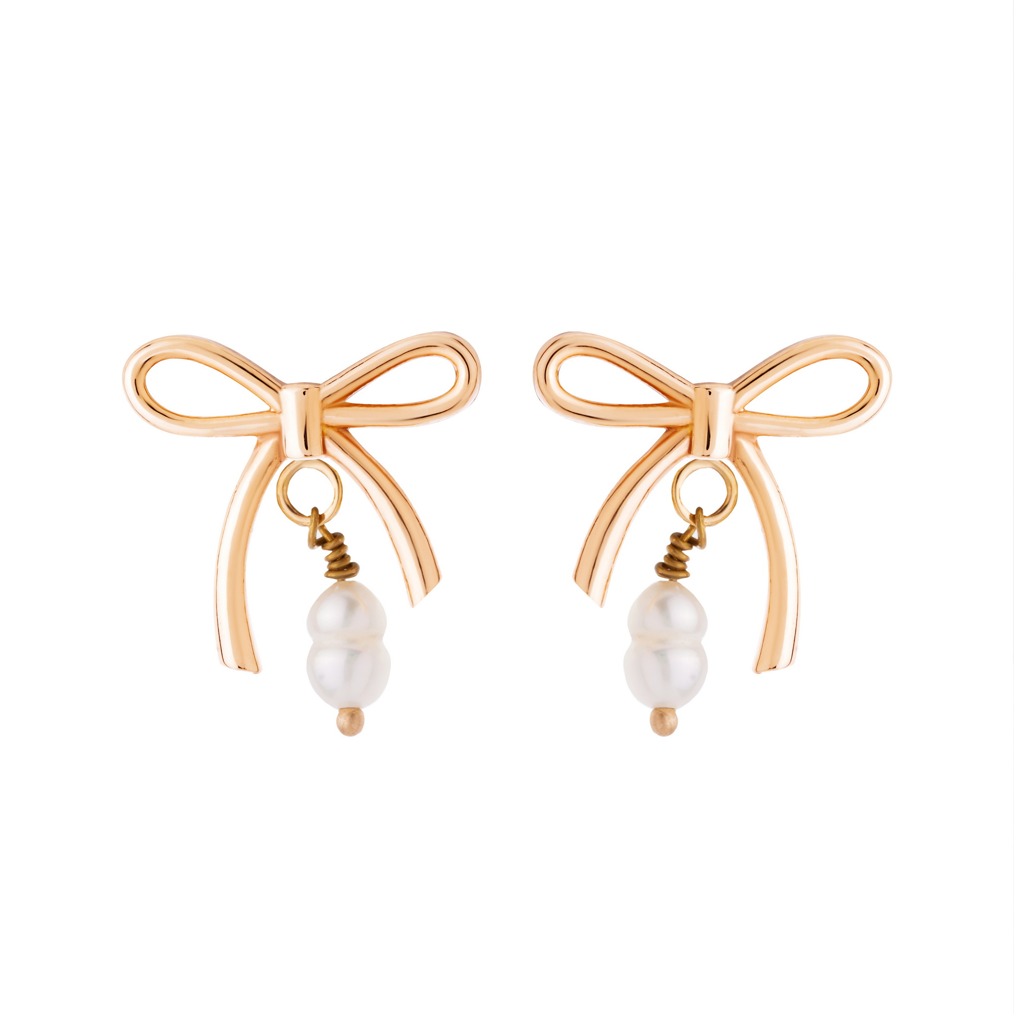 گوشواره میخی طلا 18 عیار زنانه گالری شیدا مجد مدل پاپیون و مروارید