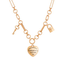 گردنبند طلا 18 عیار زنانه با زنجیر حلقه‌ای (فلامینگو) گالری شیدا مجد مدل تیفانی قلب دامله