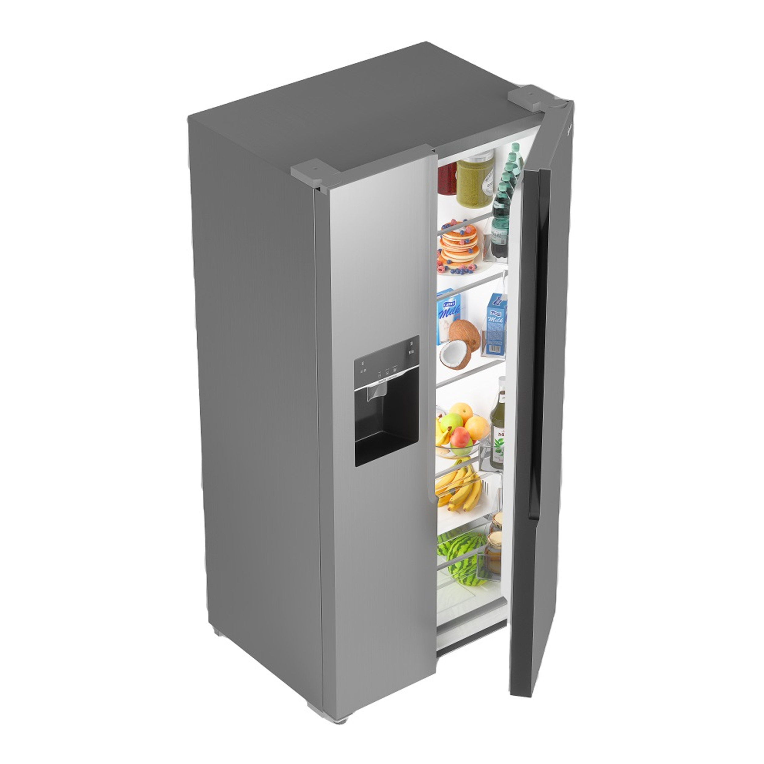 یخچال فریزر ساید بای ساید 32 فوت جی پلاس مدل GSS-P7636W/S، دارای آبسردکن و یخساز اتوماتیک، با ارتفاع 177، پهنای 90.5 و عمق 67 سانتی متر، میزان مصرف انرژی A+، دارای 4 طبقه در یخچال و 4 طبقه در فریزر، دارای سیستم نوفراست