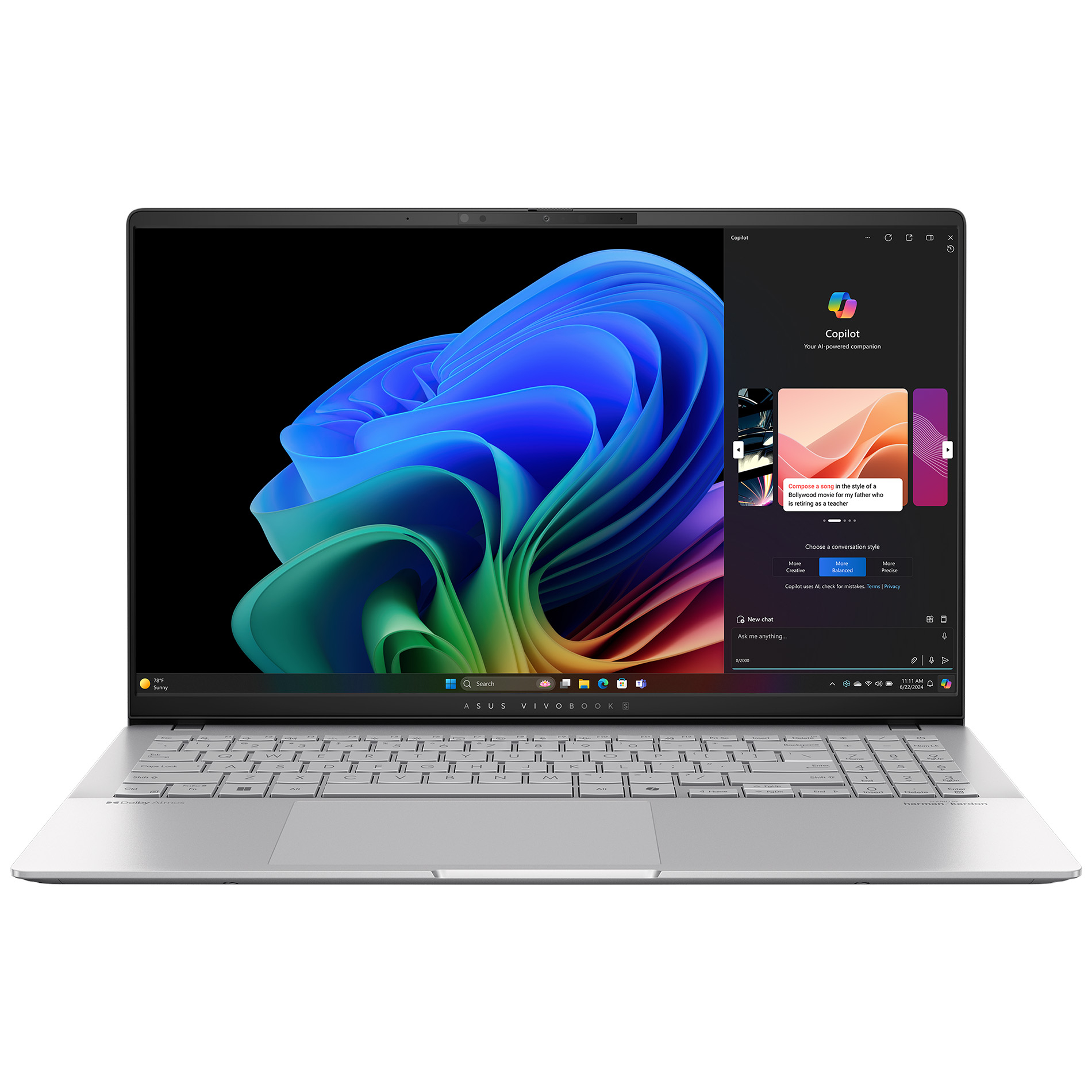 لپ تاپ 15.6 اینچی ایسوس مدل Vivobook S15 S5507Q-Snapdragon X Elite-32GB LPDDR5X-1TB SSD-OLED-Backlit