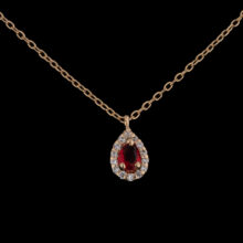 گردنبند طلا 18 عیار زنانه گالری شیدا مجد مدل اشک نگینی گارنت