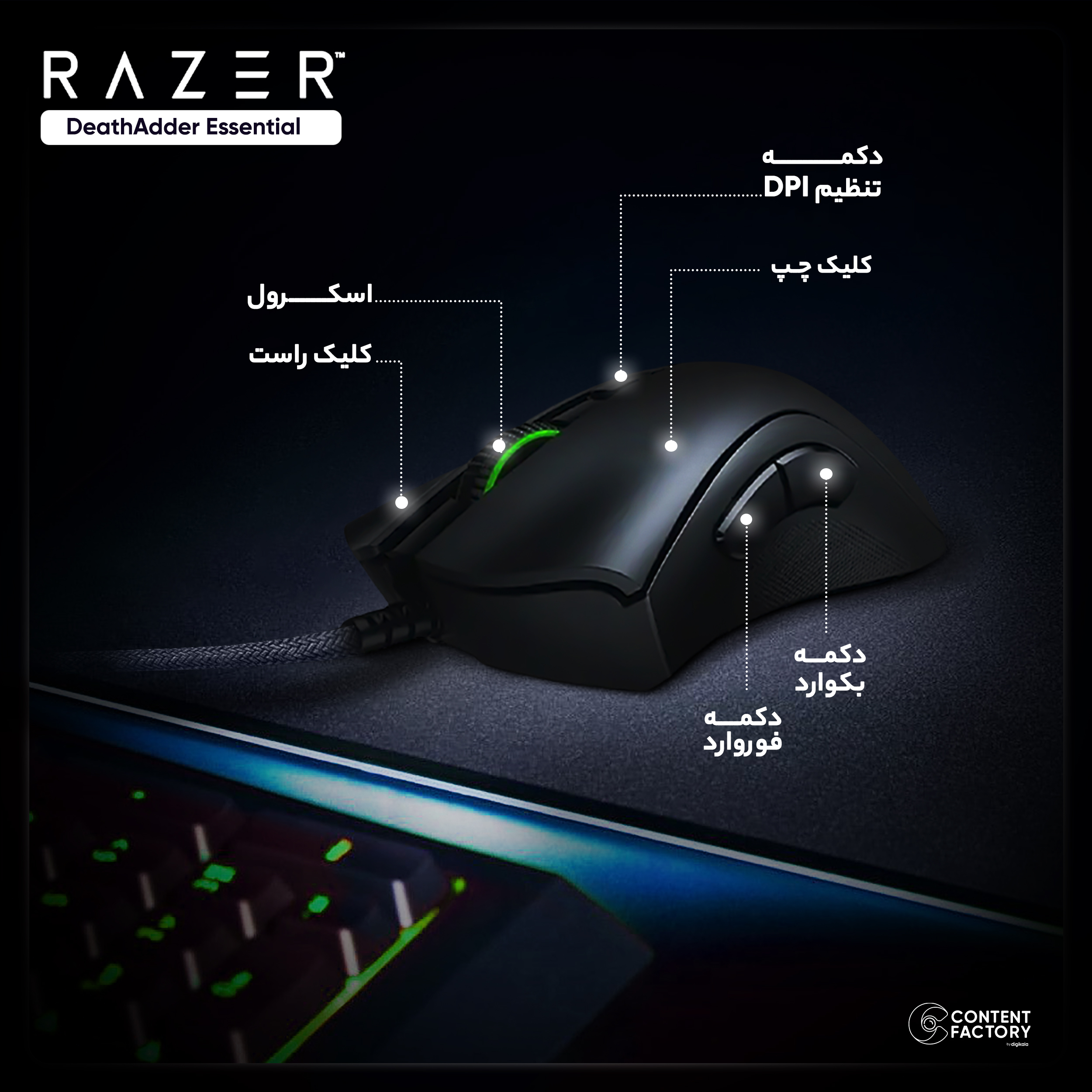 ماوس مخصوص بازی ریزر مدل DeathAdder Essential