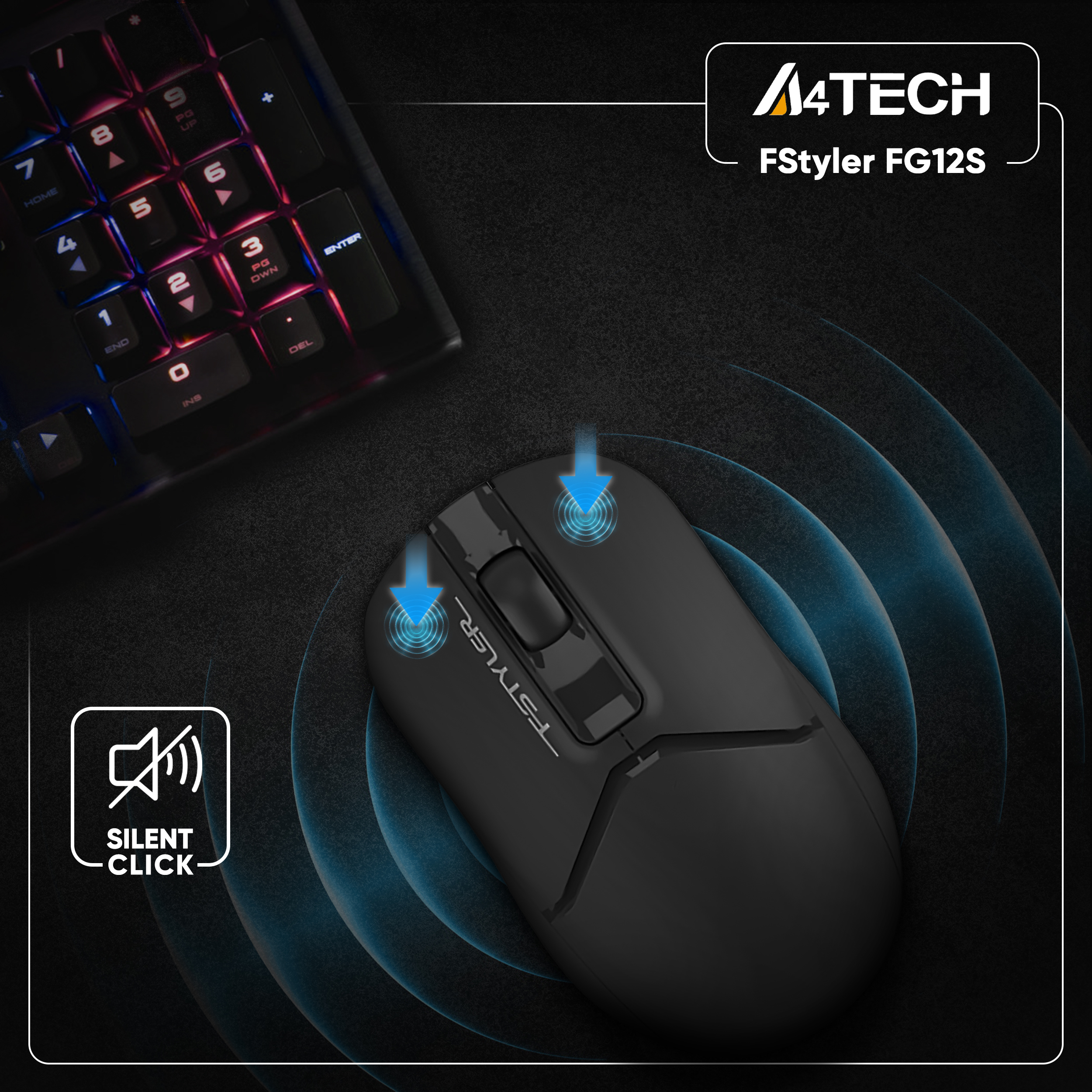 ماوس بی سیم ای فورتک مدل FStyler FG12S