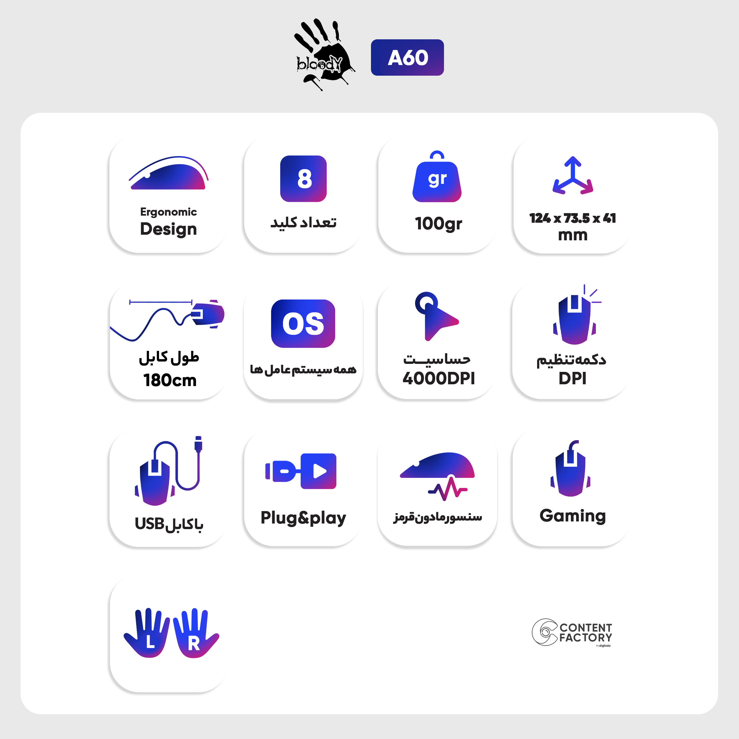 ماوس مخصوص بازی بلادی مدل A60