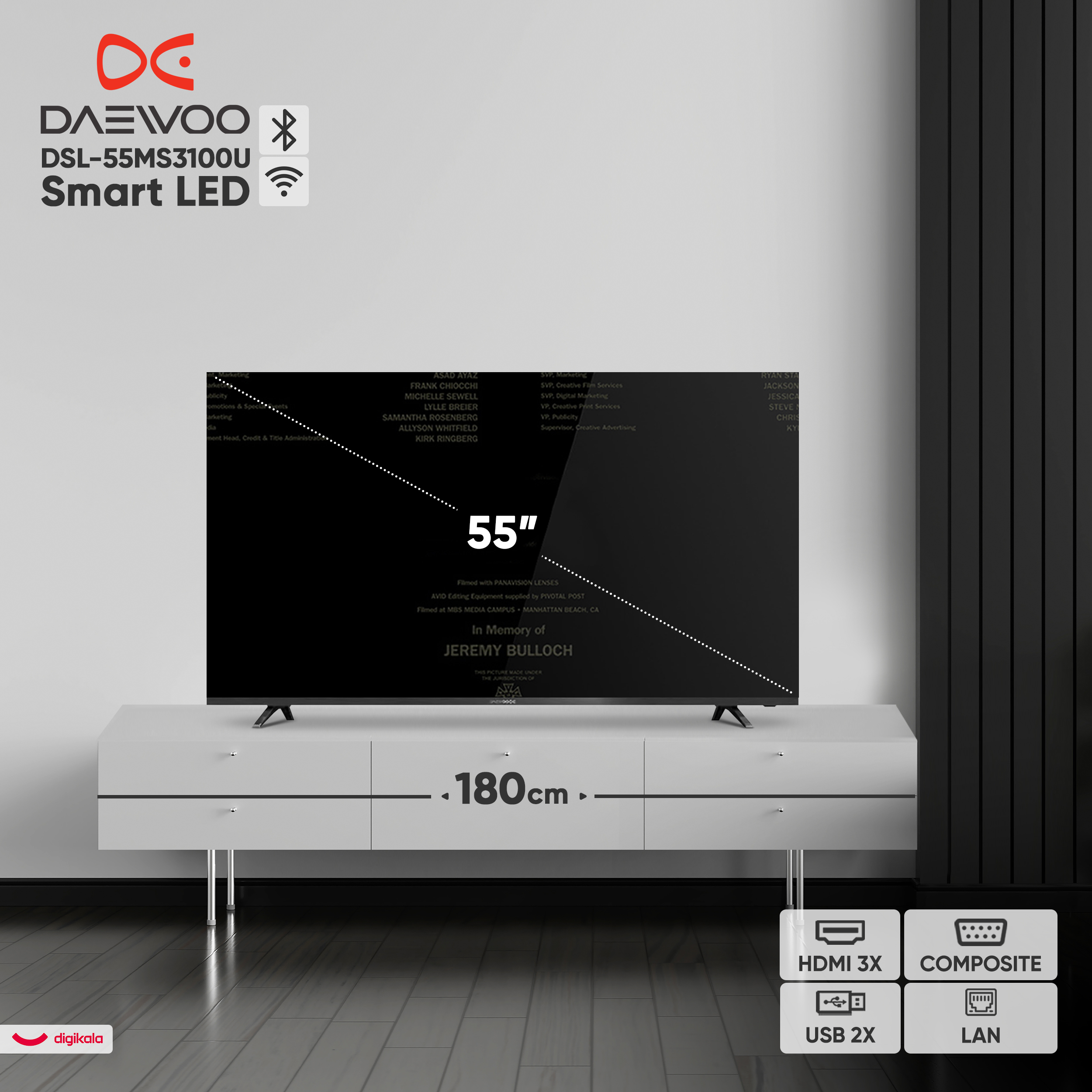 تلویزیون 55 اینچ ال ای دی هوشمند دوو مدل DSL-55MS3100U