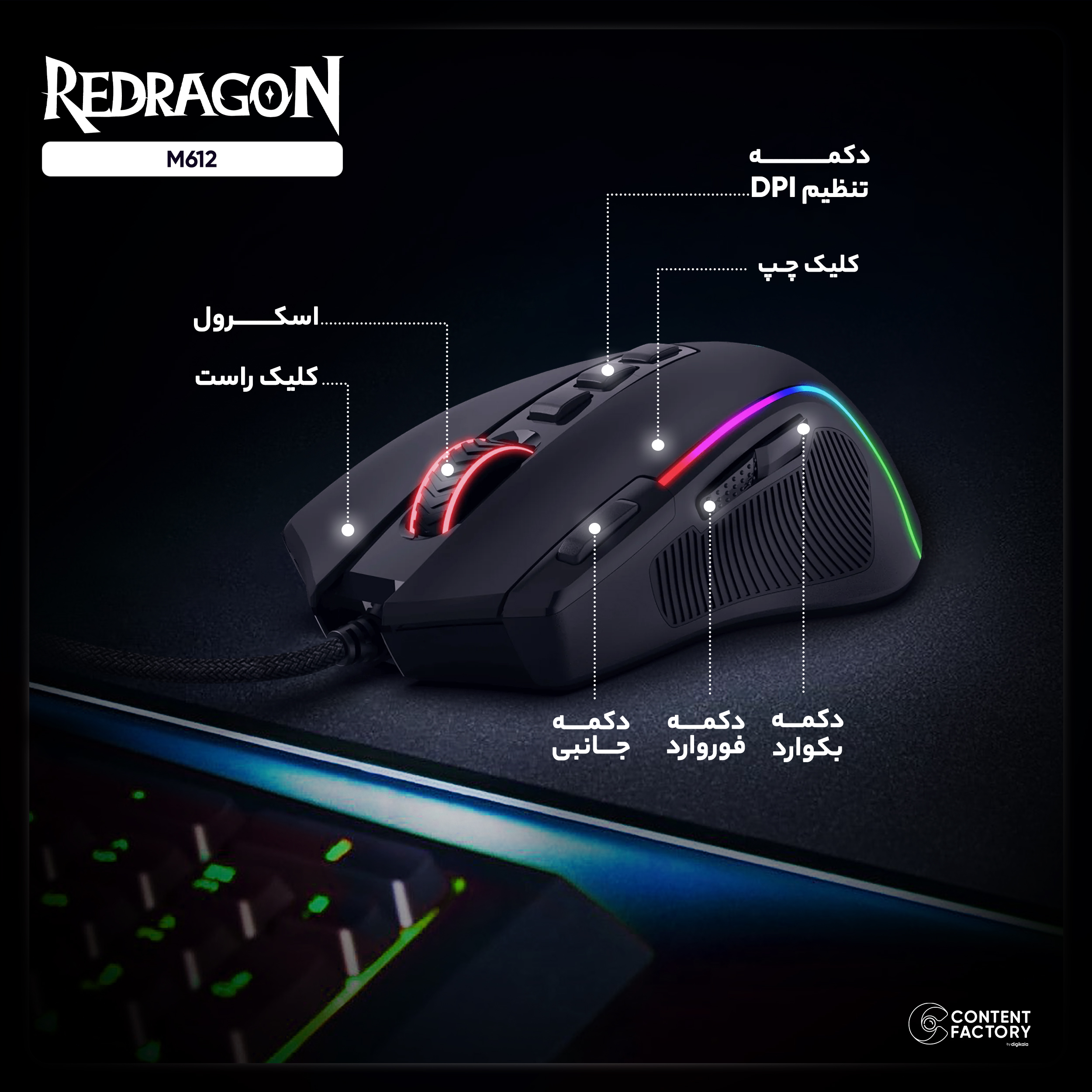 ماوس گیمینگ ردراگون مدل M612