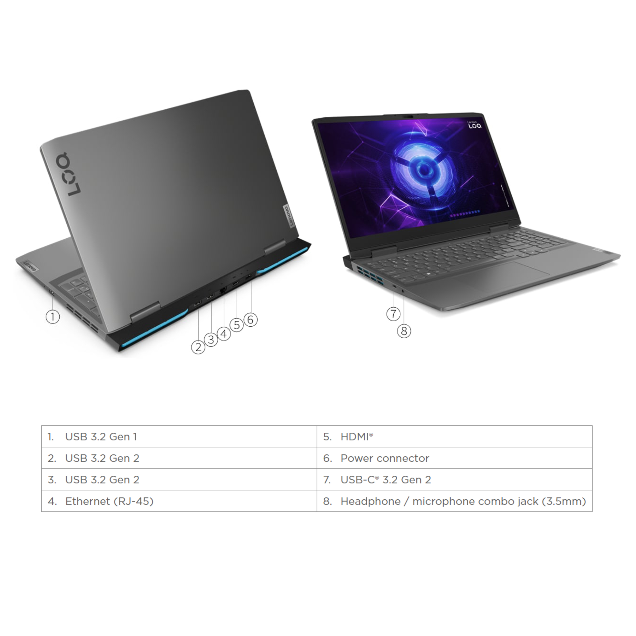 لپ تاپ 15.6 اینچی لنوو مدل LOQ 15IRH8-i5 13420H 16GB 512SSD RTX2050