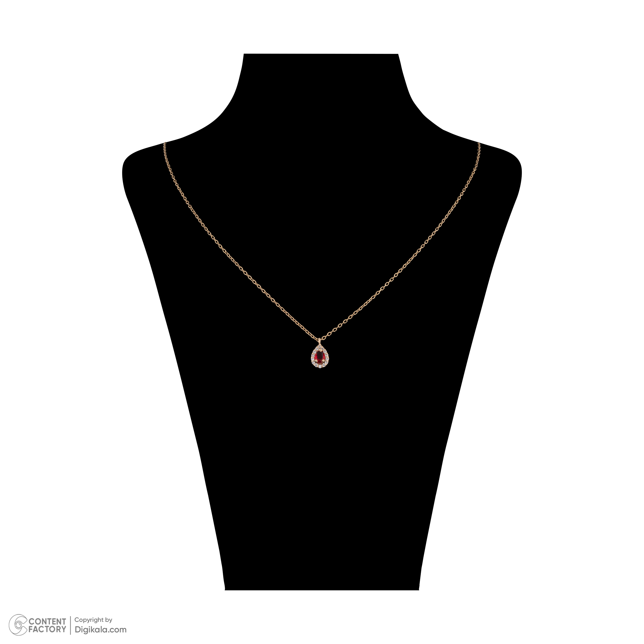 گردنبند طلا 18 عیار زنانه گالری شیدا مجد مدل اشک نگینی گارنت