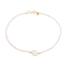 پابند طلا 18 عیار زنانه گالری شیدا مجد مدل البرنارد رز و مروارید ریز