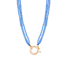 گردنبند طلا 18 عیار زنانه با زنجیر مهره‌ای گالری شیدا مجد مدل قفل مدبر سواروسکی