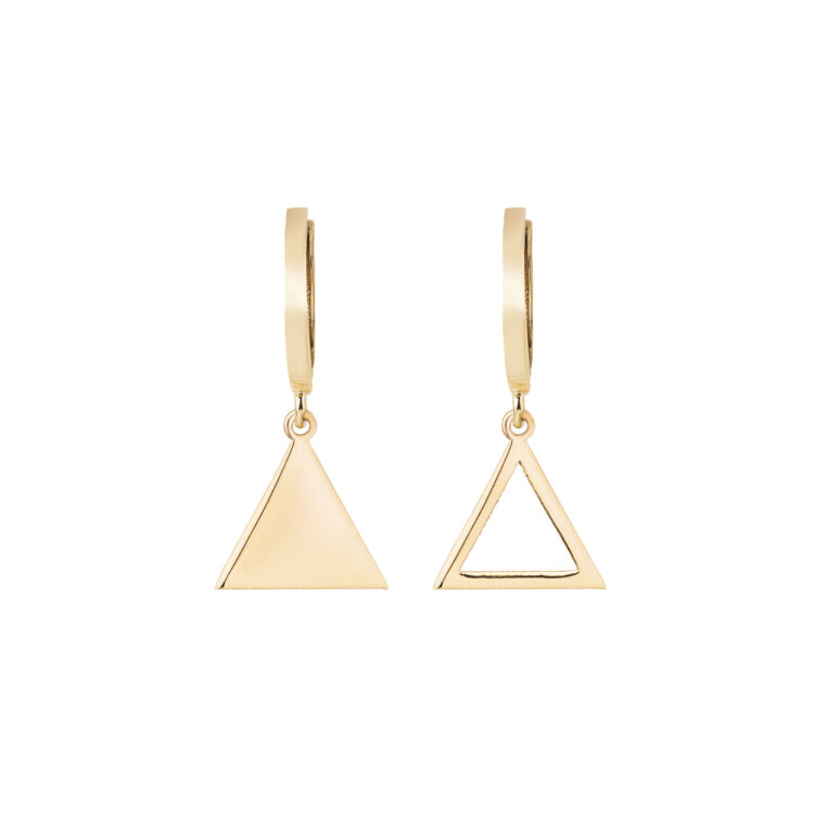 گوشواره آویزی طلا 18 عیار زنانه گالری شیدا مجد مدل هوک مثلث پر وخالی