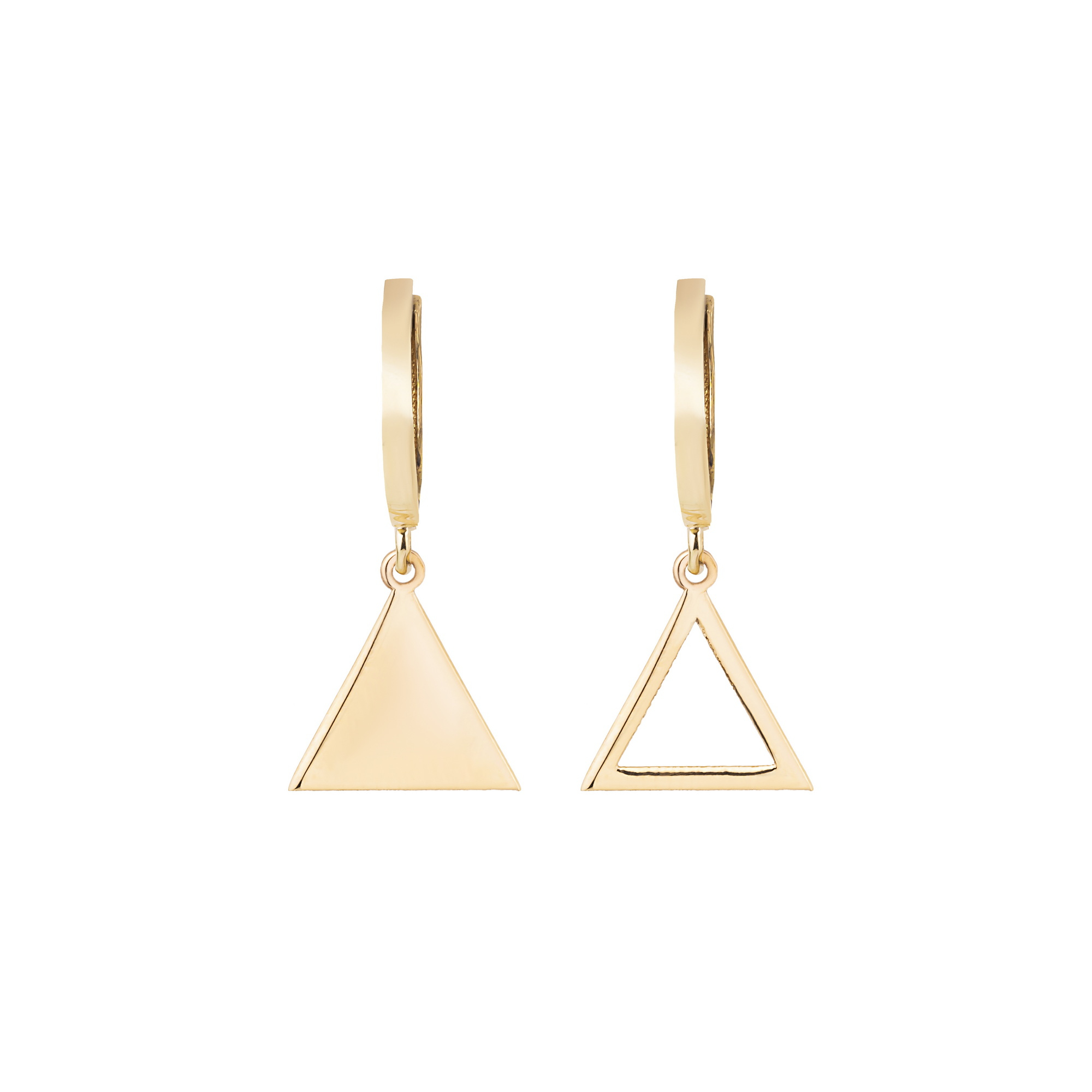 گوشواره آویزی طلا 18 عیار زنانه گالری شیدا مجد مدل هوک مثلث پر وخالی