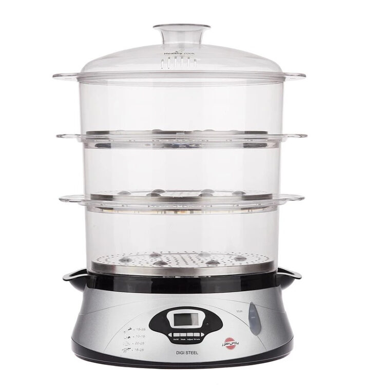 بخارپز 13 لیتری پارس خزر مدل Digi Steel