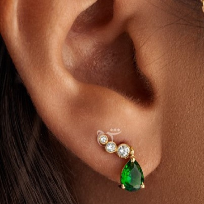 گوشواره طلا 18 عیار زنانه گالری شیدا مجد مدل ارمغان تورمالین