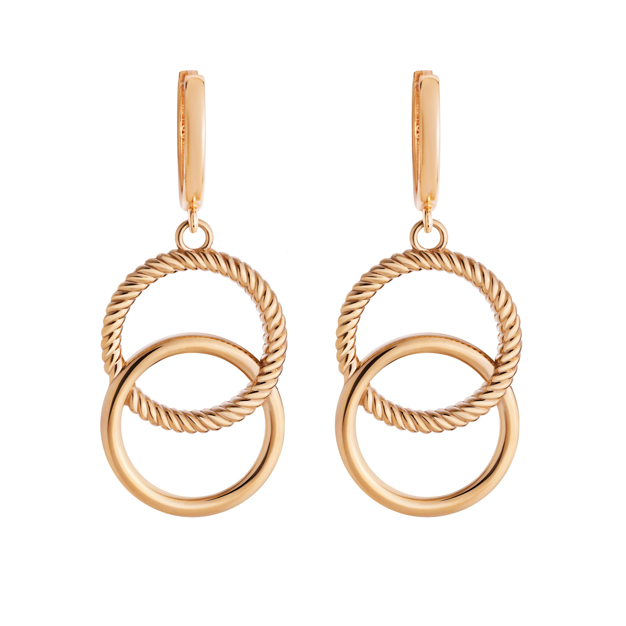 گوشواره حلقه‌ای طلا 18 عیار زنانه با طرح شنل گالری شیدا مجد مدل دو دایره