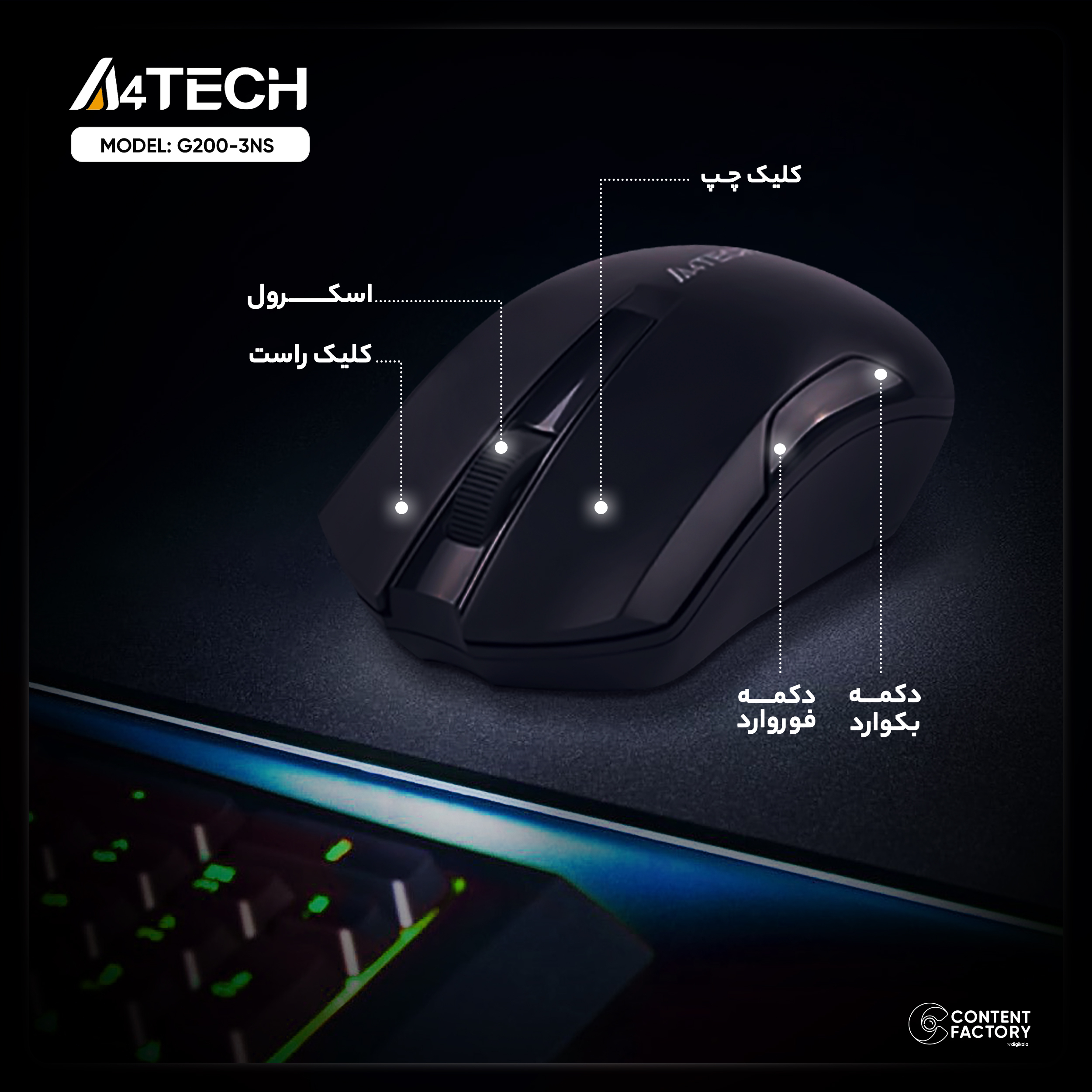 ماوس بی سیم ای فورتک مدل G3-200NS