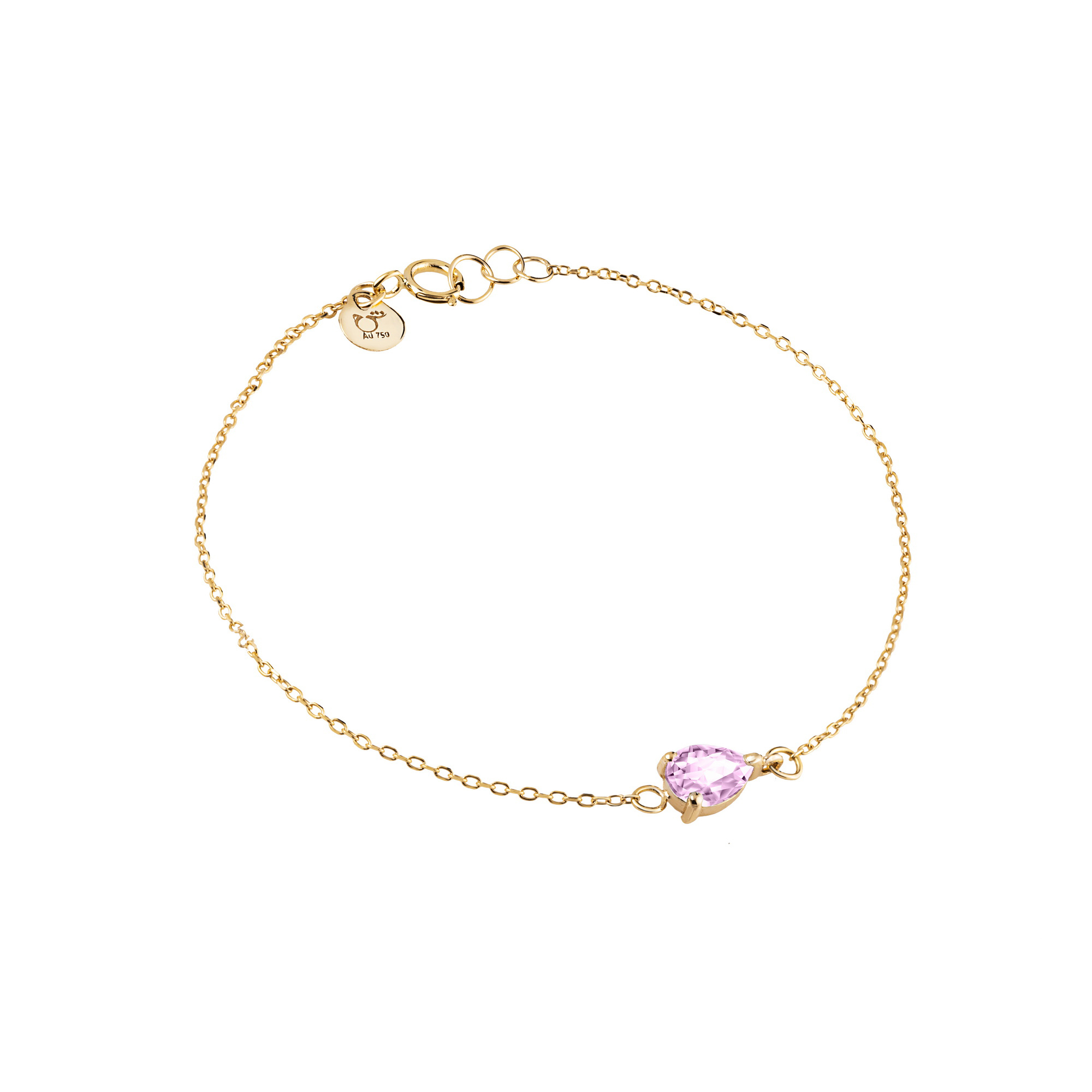 دستبند طلا عیار 18 زنانه گالری شیدا مجد مدل اشک رزکوارتز