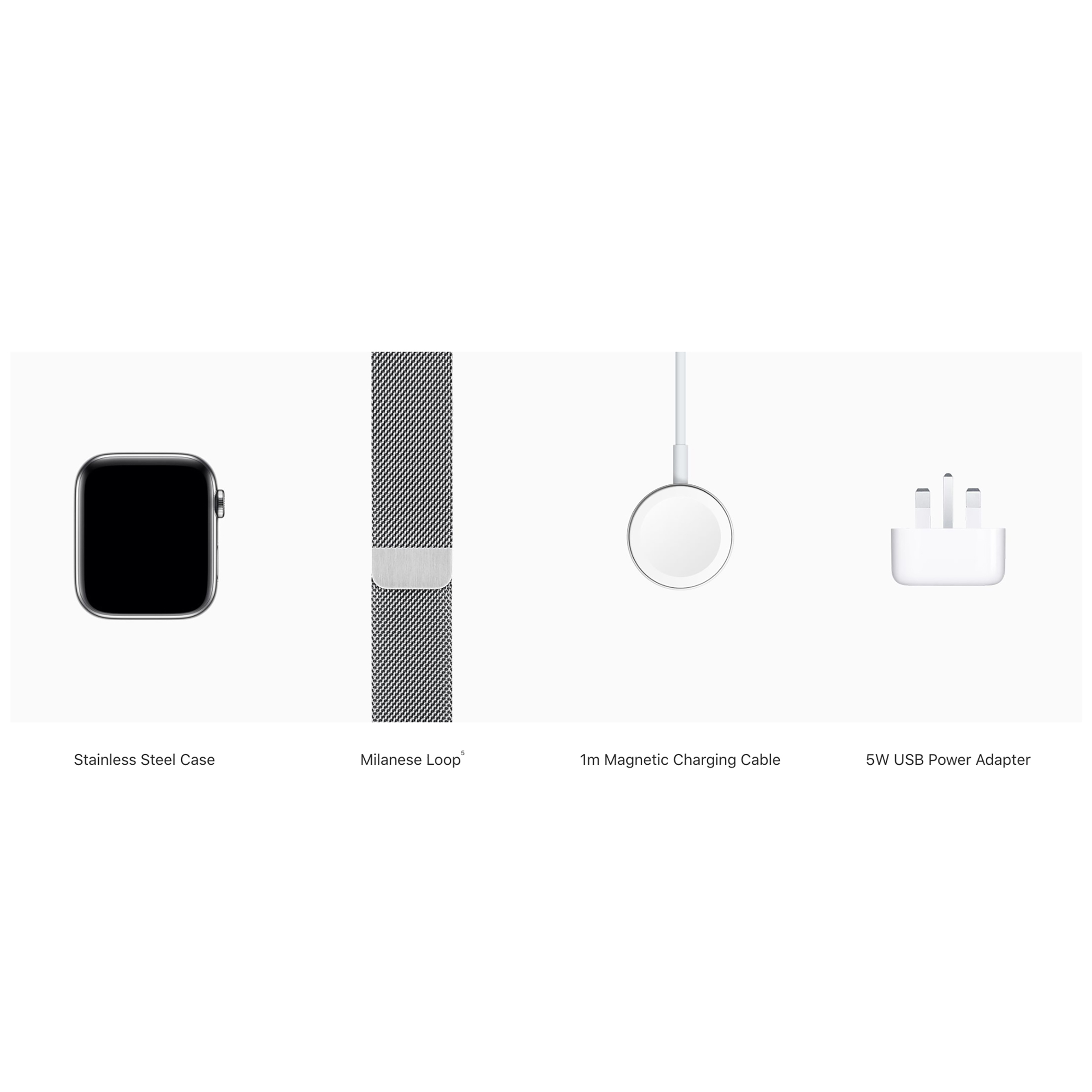 ساعت هوشمند اپل واچ سری 5 مدل  44mm Stainless Steel Case with Milanese Loop Steel Band