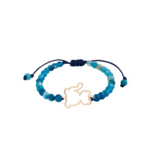 دستبند طلا 18 عیار دخترانه با بند مهره‌ای گالری شیدا مجد مدل  گربه توخالی