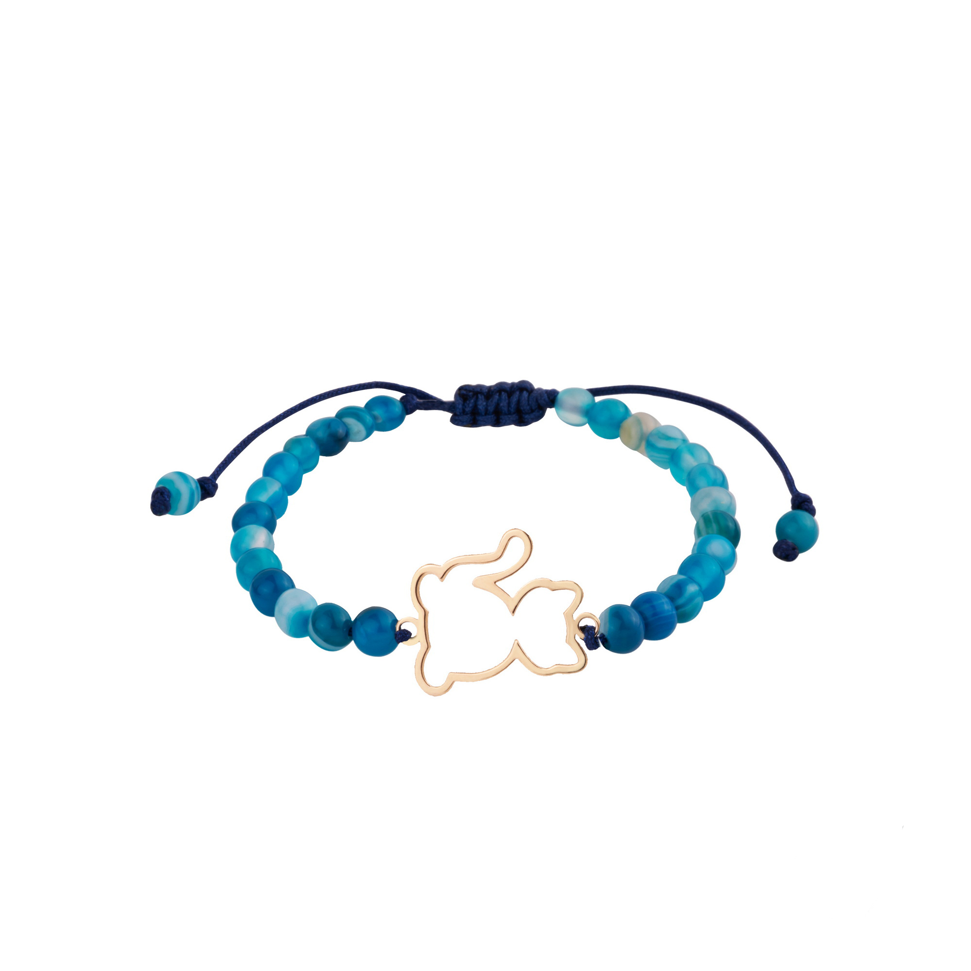 دستبند طلا 18 عیار دخترانه با بند مهره‌ای گالری شیدا مجد مدل  گربه توخالی