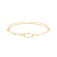 دستبند طلا 18 عیار زنانه با بند نخی گالری شیدا مجد مدل بیضی تراش لمه