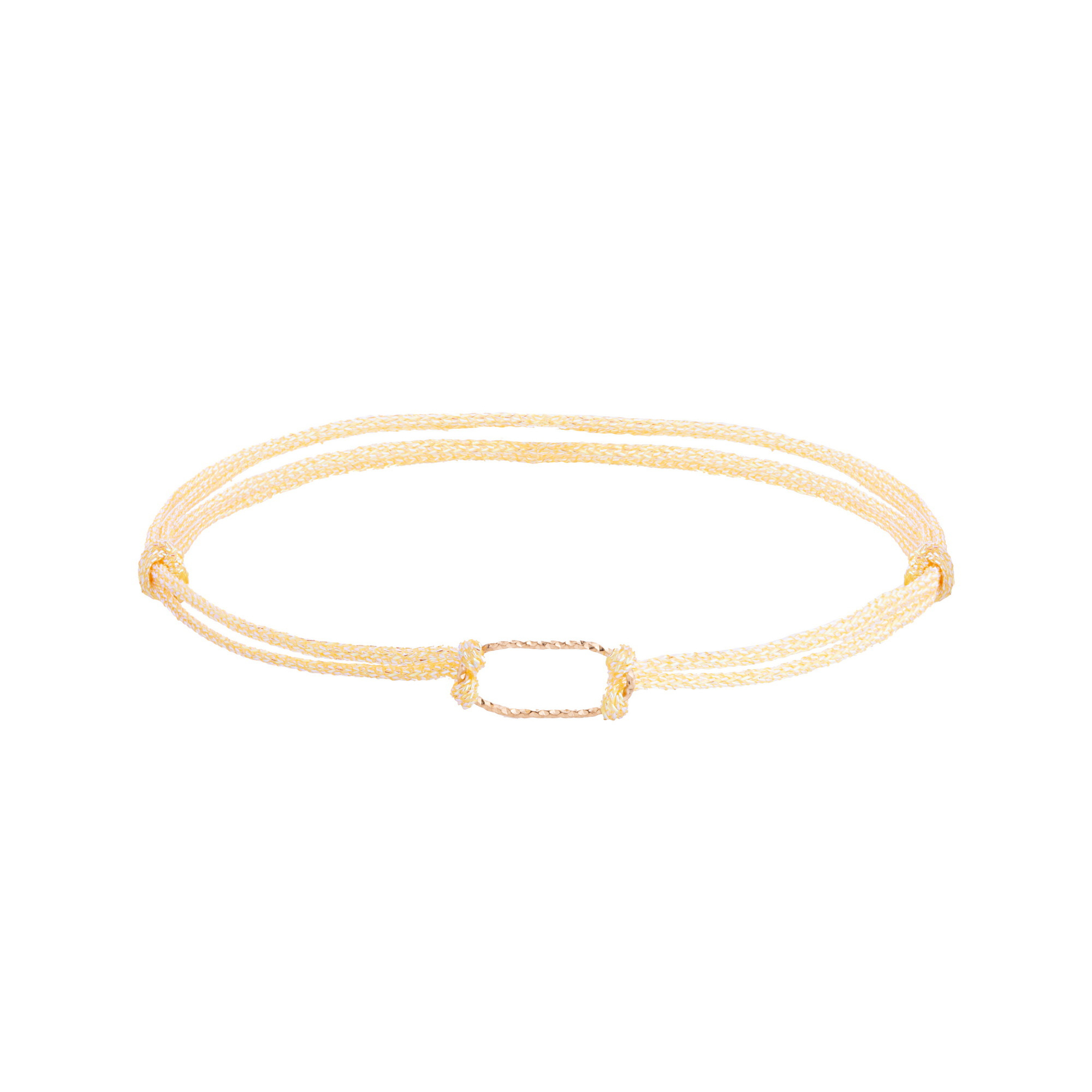 دستبند طلا 18 عیار زنانه با بند نخی گالری شیدا مجد مدل بیضی تراش لمه