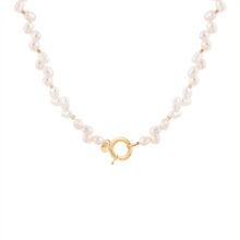 گردنبند طلا 18 عیار زنانه گالری شیدا مجد مدل قفل مدبر البرنارد گندمی