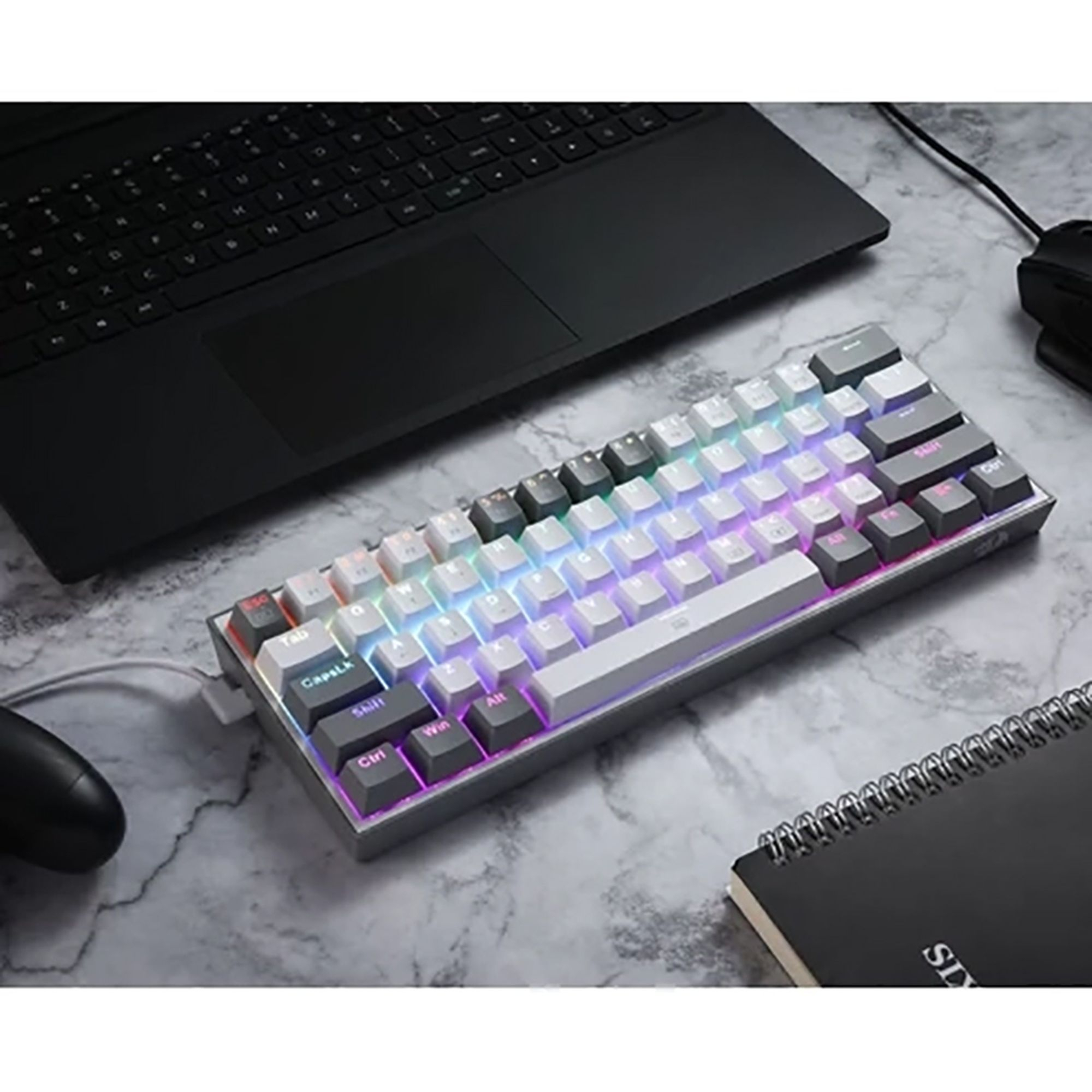 کیبورد گیمینگ ردراگون مدل K617 FIZZ، سوییچ مکانیکال قرمز، Tenkeyless، نورپردازی RGB