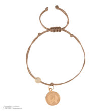 دستبند طلا 18 عیار زنانه گالری شیدا مجد مدل سکه ملکه نخی لمه بژ