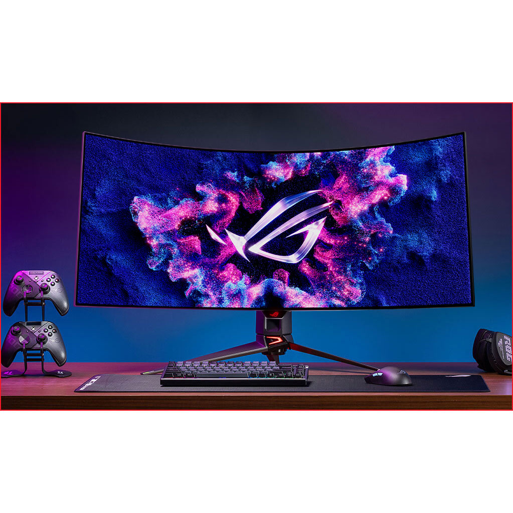 مانیتور گیمینگ خمیده ایسوس مدل ROG Swift OLED PG39WCDM سایز 39.7 اینچ، رزولوشن QHD-2K، پنل OLED، نرخ بروزرسانی تصویر 240 هرتز، نسبت تصویر 21:09-Ultra Wide ، دو پورت HDMI و یک پورت DisplayPort