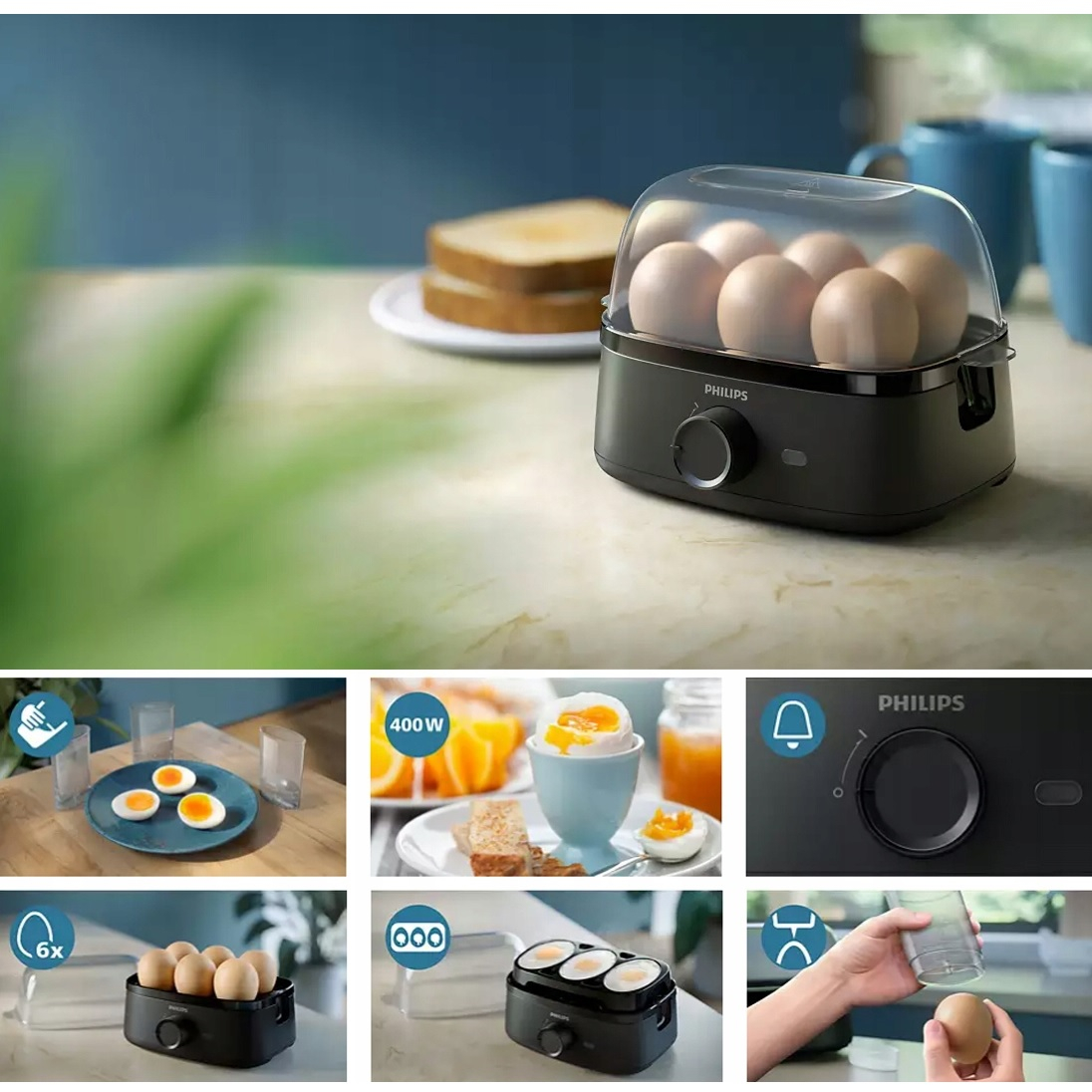 تخممرغ پز فیلیپس مدل HD9137 با ظرفیت شش عدد تخممرغ