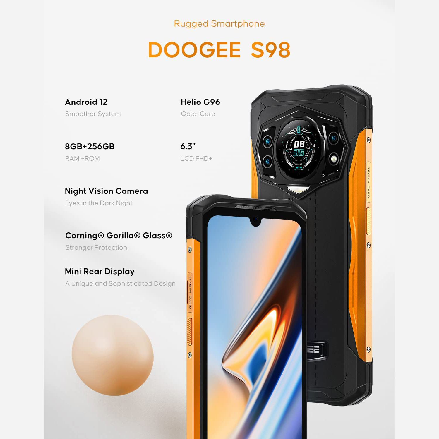 گوشی موبایل دوجی مدل S98 دو سیم کارت ظرفیت 256 گیگابایت و رم 8 گیگابایت