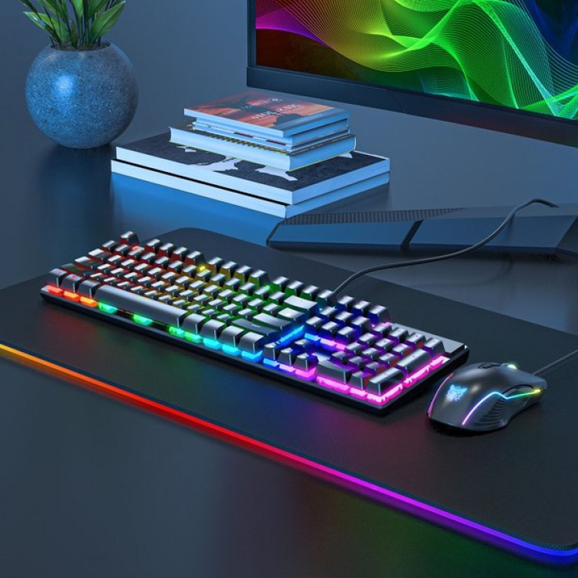 کیبورد مخصوص بازی اونیکوما مدل G27 RGB، مکانیکال سوییچ آبی، Full size، نورپردازی RGB