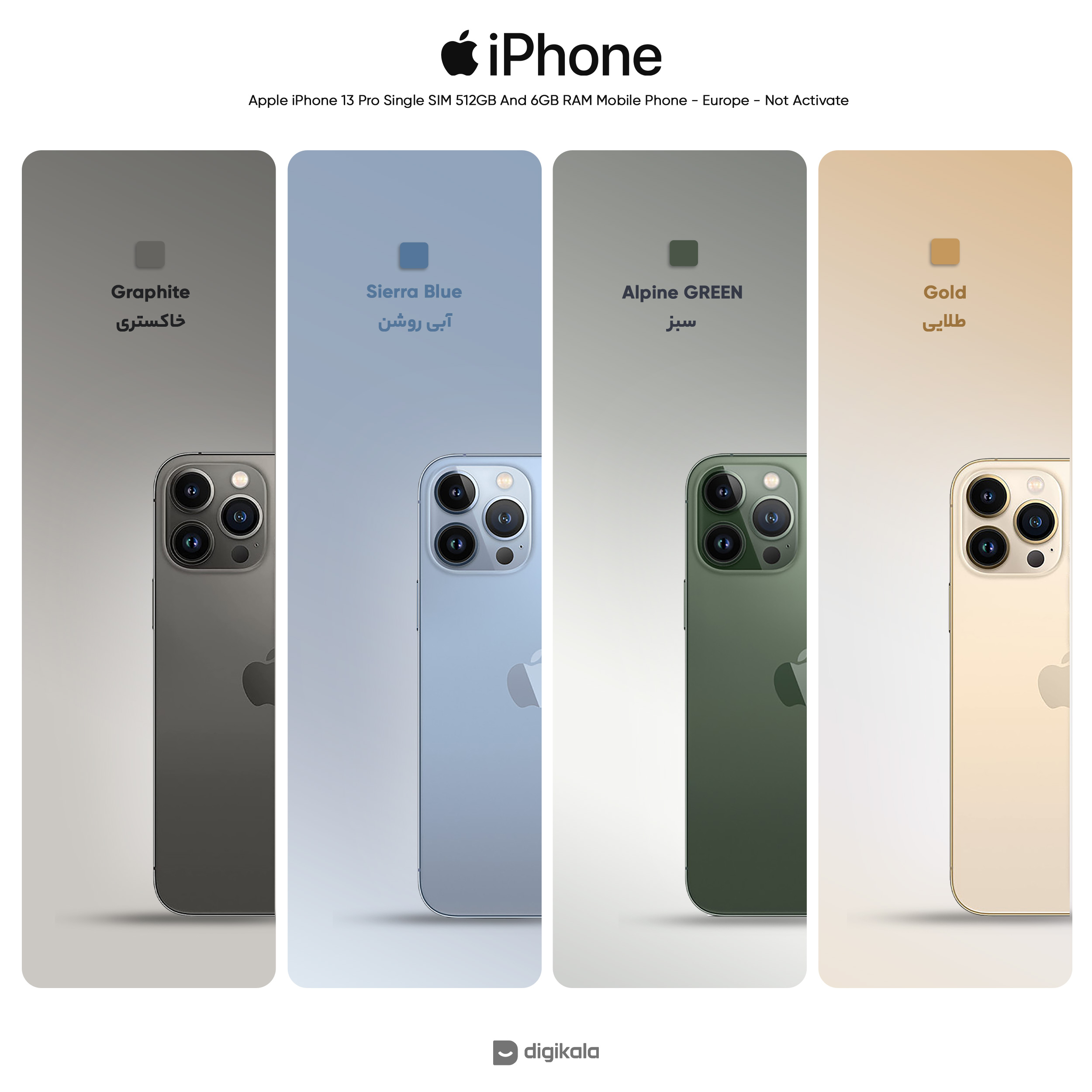 گوشی موبایل اپل مدل iPhone 13 Pro تک سیم کارت ظرفیت 512 گیگابایت و رم 6 گیگابایت - اروپا نات اکتیو