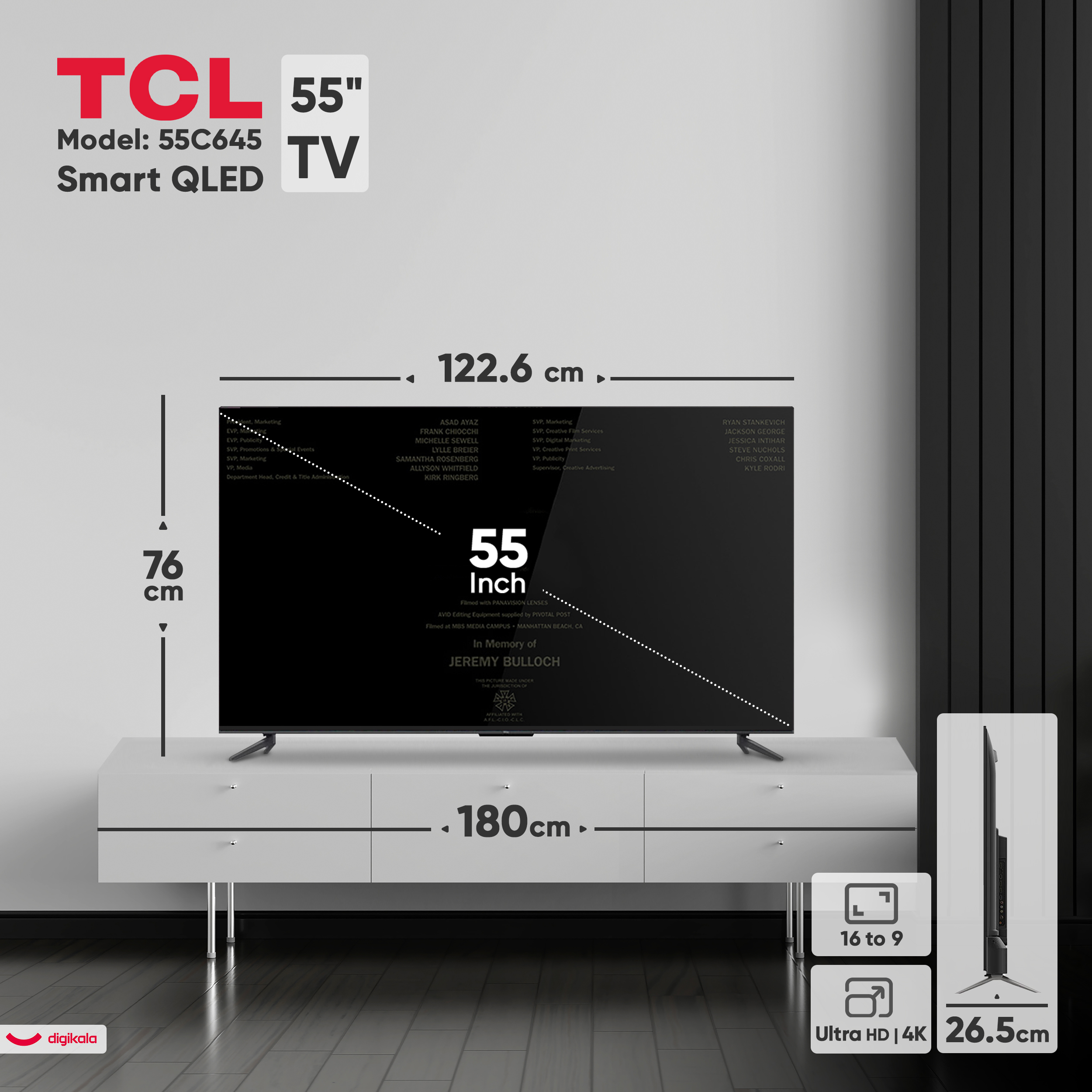 تلوزیون کیو ال ای دی هوشمند تی سی ال مدل 55C645 سایز 55 اینچ