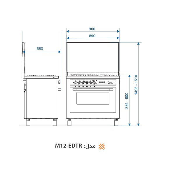 اجاق گاز فر دار پنج شعله اخوان مدل M12-EDTR