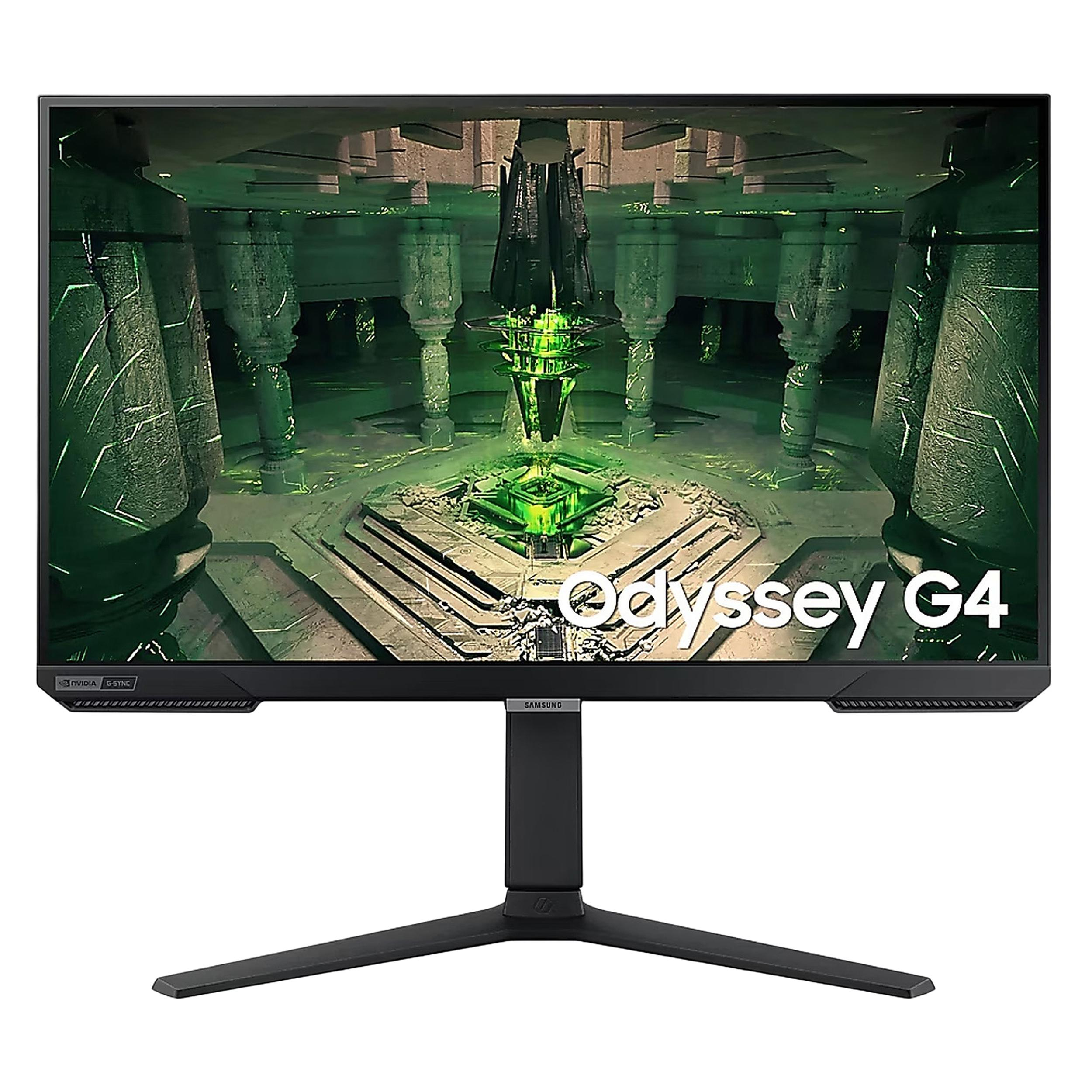 مانیتور گیمینگ 25 اینچ سامسونگ مدل Odyssey G4 G40B LS25BG402EMXUE، رزولوشن Full HD، پنل IPS، نرخ بروزرسانی 240 هرتز، با نسبت تصویر 16:9، دارای پورت HDMI و DisplayPort و خروجی هدفون