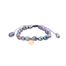 دستبند طلا 18 عیار زنانه گالری شیدا مجد مدل صدف مروارید کبود