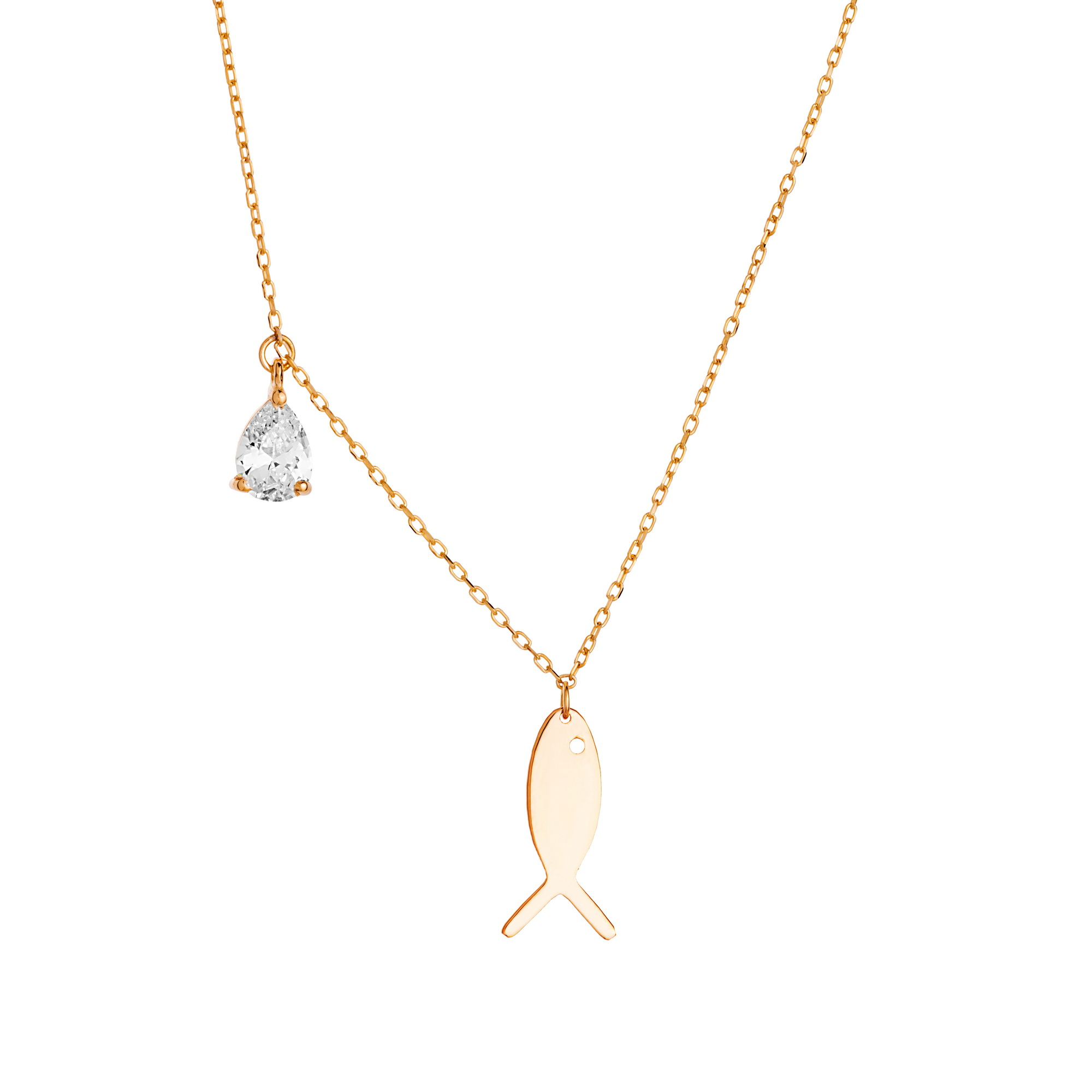 گردنبند طلا 18 عیار زنانه گالری شیدا مجد مدل ماهی و اشک