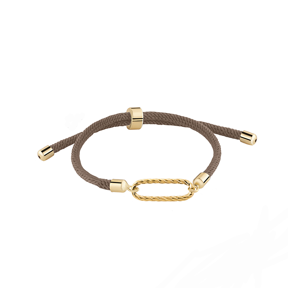 دستبند طلا 18 عیار زنانه با بند بافت گالری شیدا مجد مدل اووال یورمن