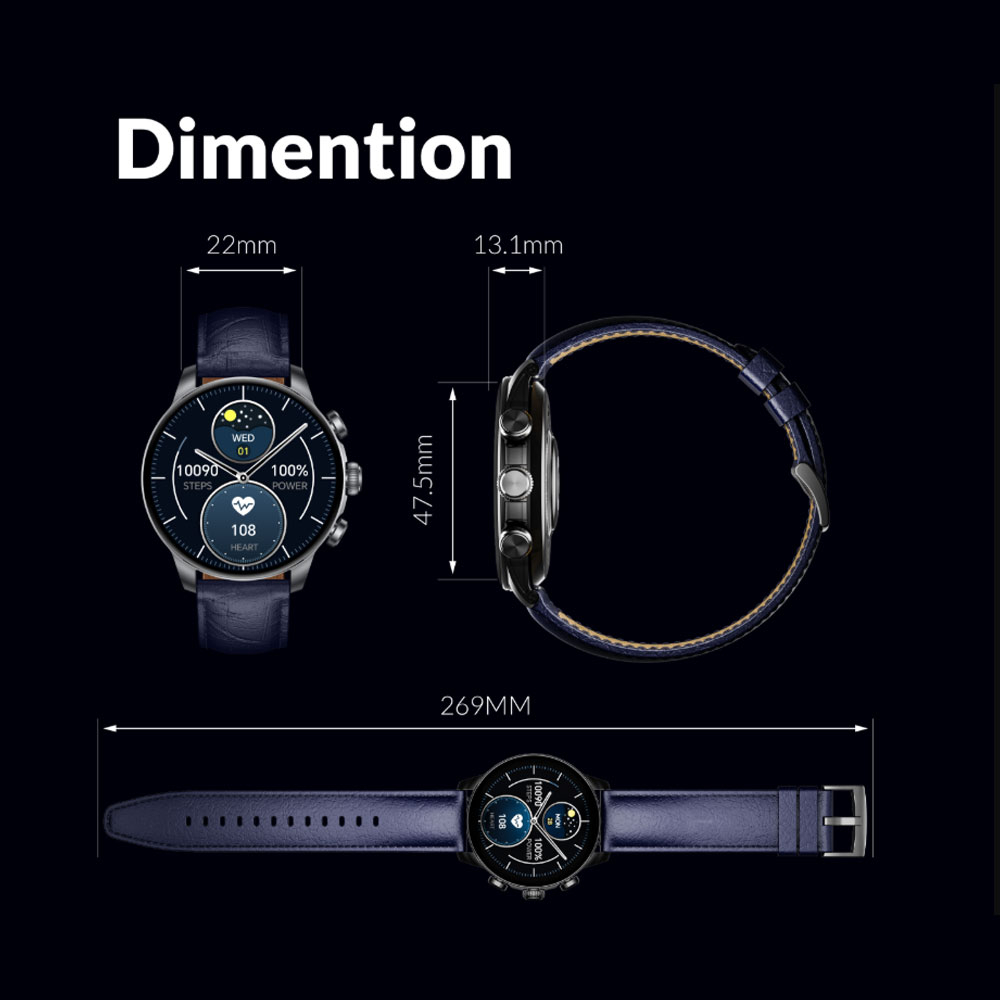 ساعت هوشمند 47 میلی متری گلوریمی مدل GX CLASSICFIT (LIMITED EDITION) بند چرمی