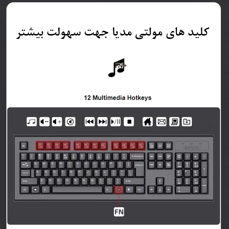 کیبورد و ماوس بی سیم ای فورتک مدل 3OOO_NS_Desktop_COMBO